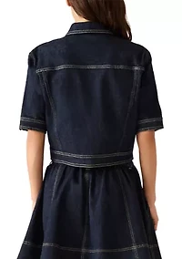 Women's Blu Elbow Sleeve Denim Trucker Jacket