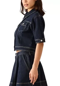 Women's Blu Elbow Sleeve Denim Trucker Jacket