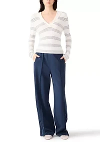 Women's V-Neck Striped Sweater