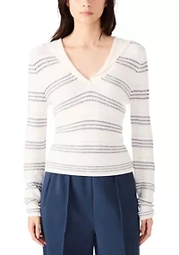 Women's V-Neck Striped Sweater