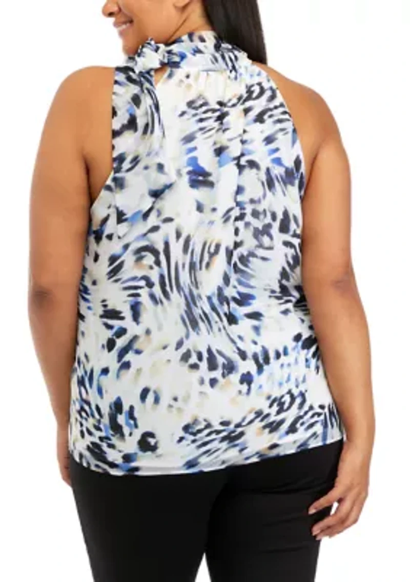 Plus Sleeveless Tie Halter Neck Top