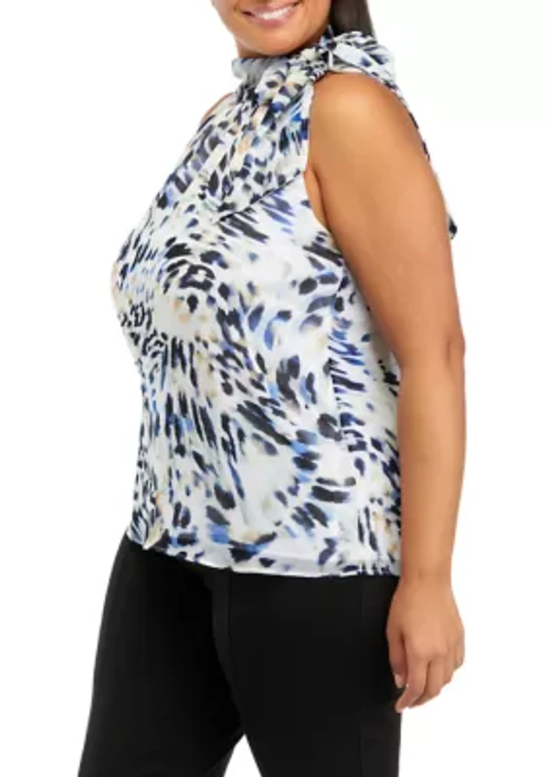 Plus Sleeveless Tie Halter Neck Top