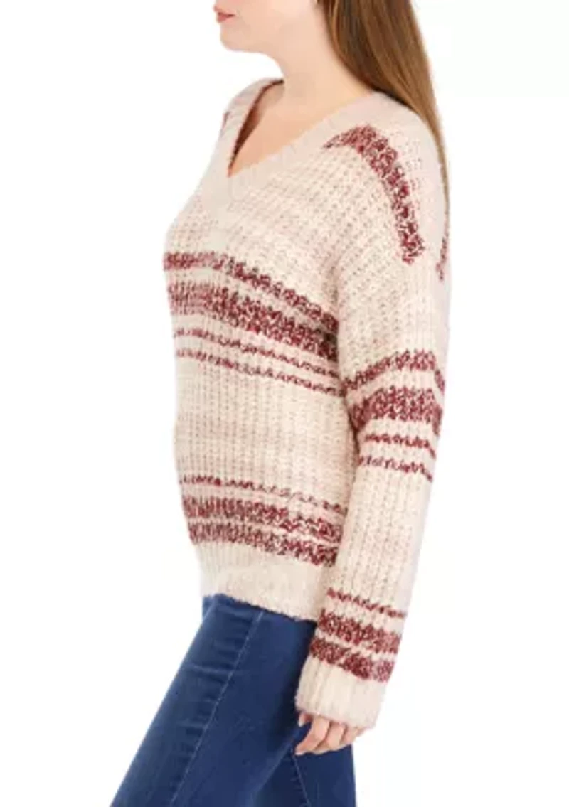 Women's Striped V-Neck Sweater