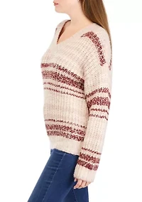 Women's Striped V-Neck Sweater