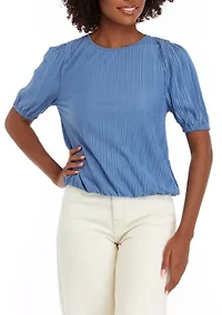 Women's Puff Sleeve Bubble Hem Top