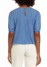 Women's Puff Sleeve Bubble Hem Top