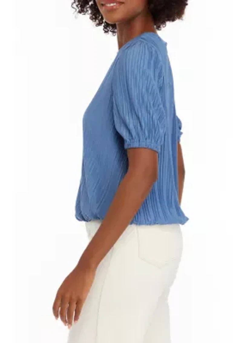 Women's Puff Sleeve Bubble Hem Top