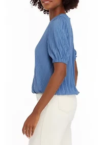 Women's Puff Sleeve Bubble Hem Top
