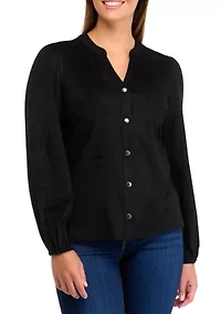 Women's Micro Suede Button Down Cardigan