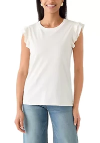 Women's Crew Neck Flutter Sleeve Shirt