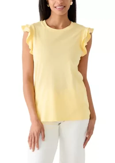 Women's Crew Neck Flutter Sleeve Shirt