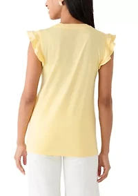 Women's Crew Neck Flutter Sleeve Shirt