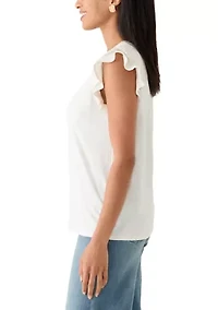 Women's Crew Neck Flutter Sleeve Shirt