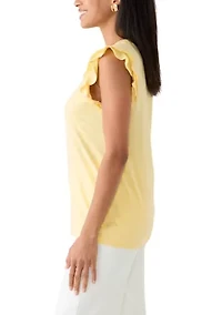 Women's Crew Neck Flutter Sleeve Shirt