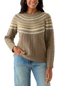Women's Fairisle Cable Mix Crew Sweater