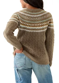 Women's Fairisle Cable Mix Crew Sweater