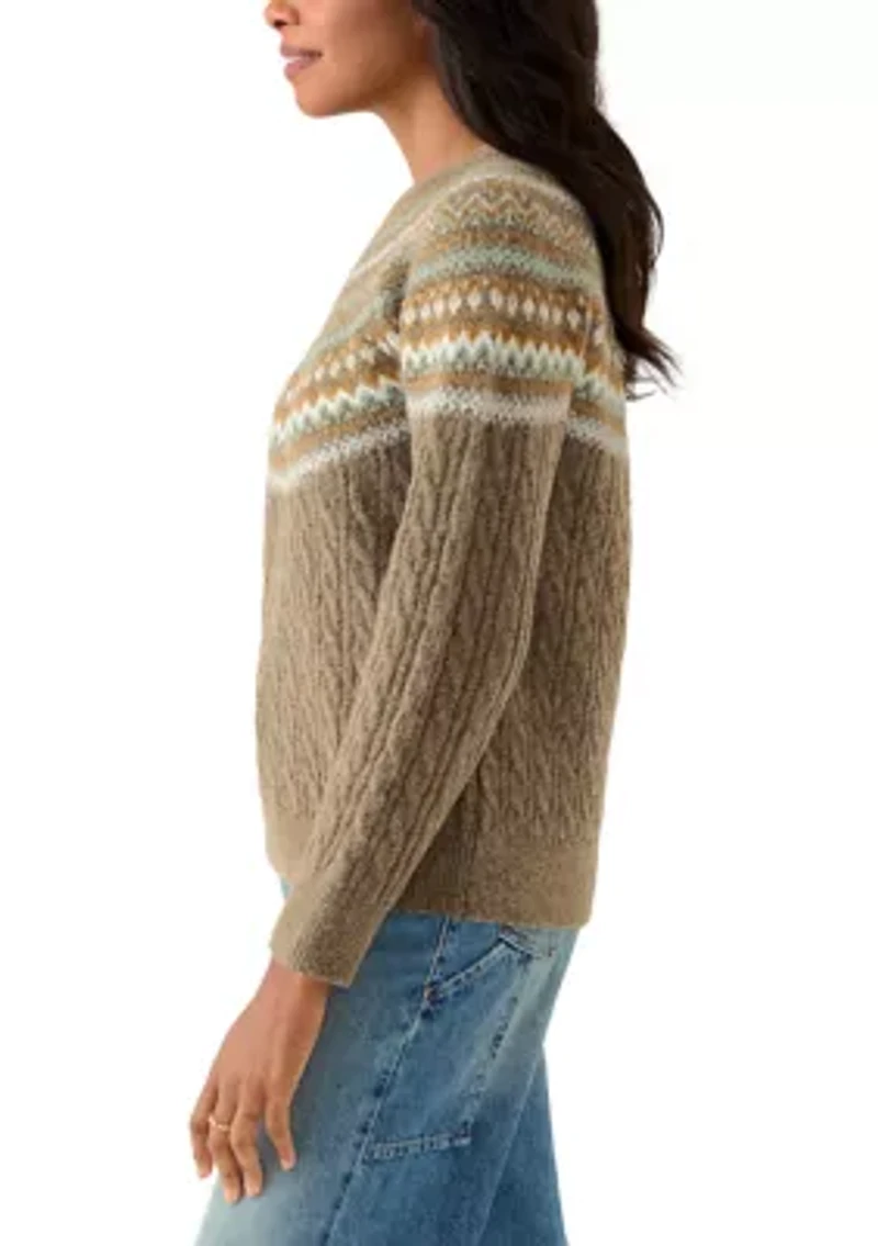 Women's Fairisle Cable Mix Crew Sweater