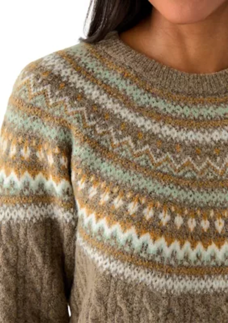 Women's Fairisle Cable Mix Crew Sweater