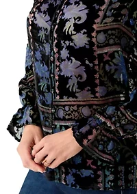 Women's Burnout Velvet Long Sleeve Shirt