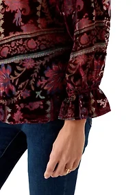 Women's Burnout Velvet Long Sleeve Shirt