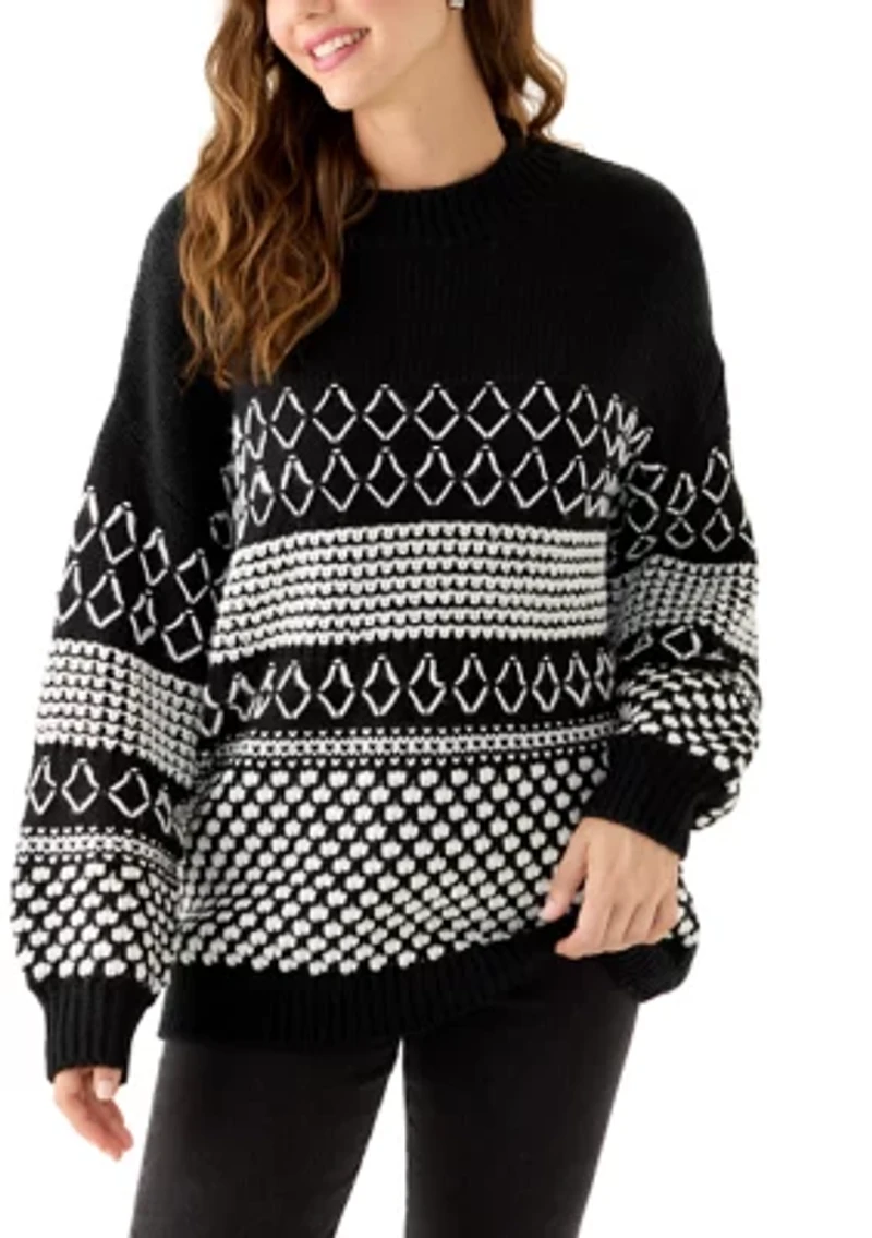 Women's Placed Mixed Stitch Sweater