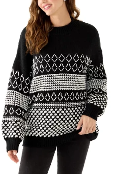 Women's Placed Mixed Stitch Sweater