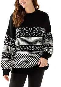 Women's Placed Mixed Stitch Sweater