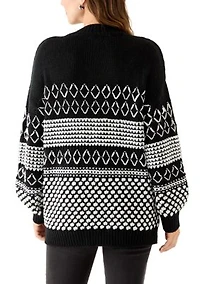 Women's Placed Mixed Stitch Sweater