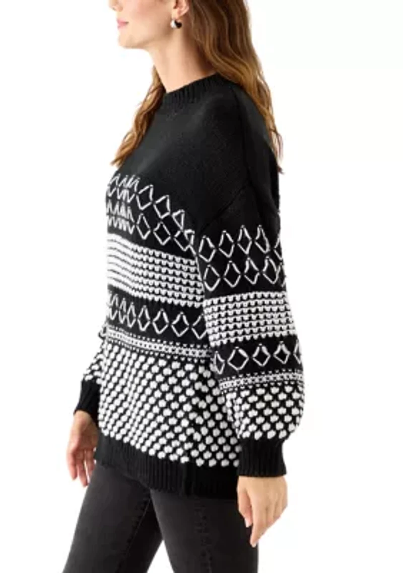 Women's Placed Mixed Stitch Sweater