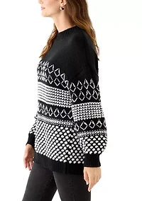 Women's Placed Mixed Stitch Sweater