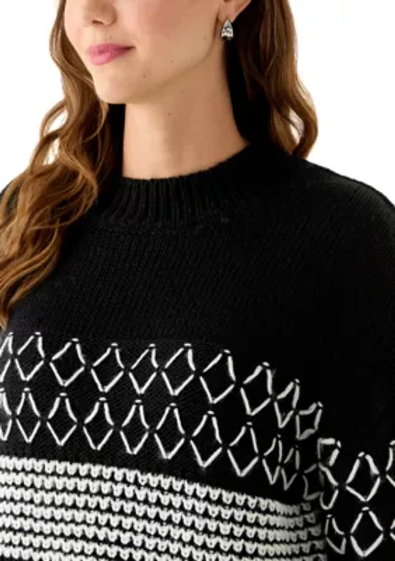 Women's Placed Mixed Stitch Sweater