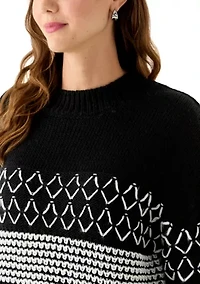 Women's Placed Mixed Stitch Sweater