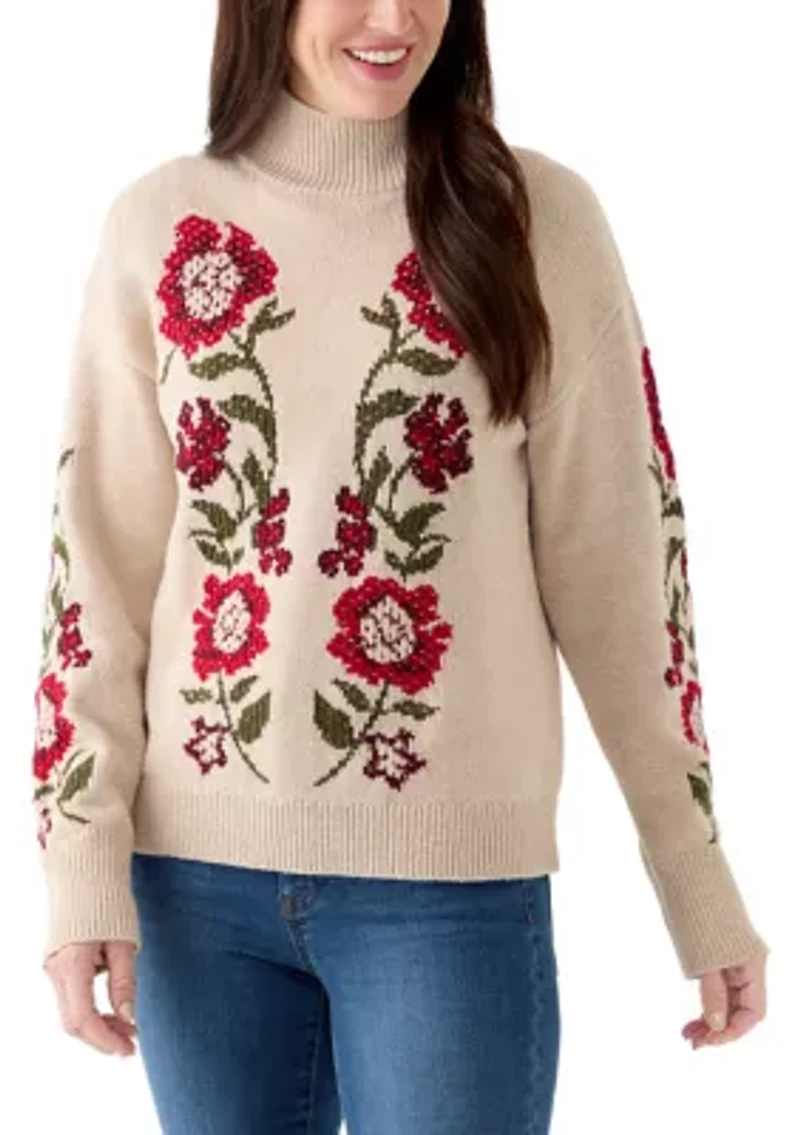 Women's Floral Intersia Sweater