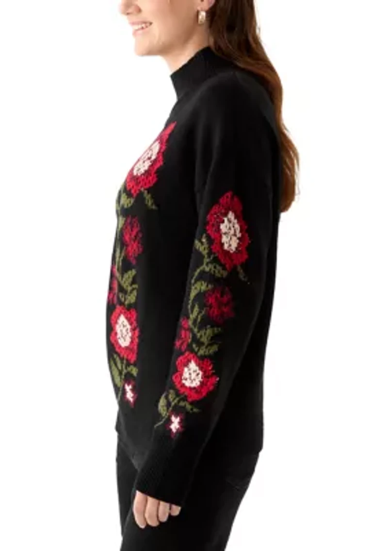 Women's Floral Intersia Sweater