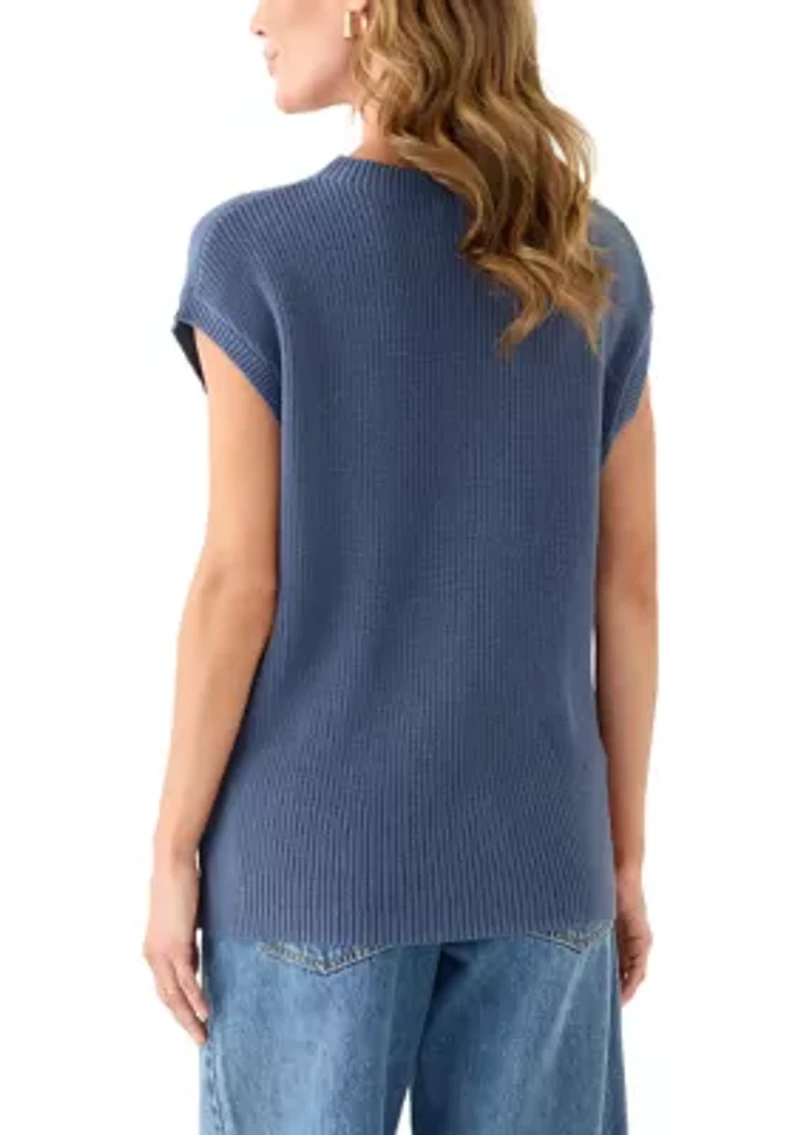 Women's Short Sleeve Sweater with Pocket