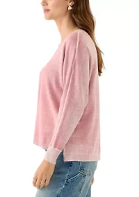 Women's Fine Gauge Exposed Seam V-Neck Top