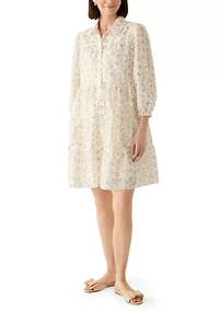 Women's Printed Eyelet Mini Dress