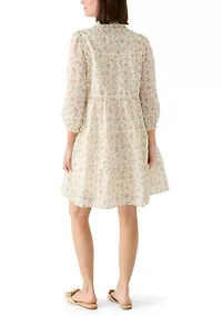 Women's Printed Eyelet Mini Dress