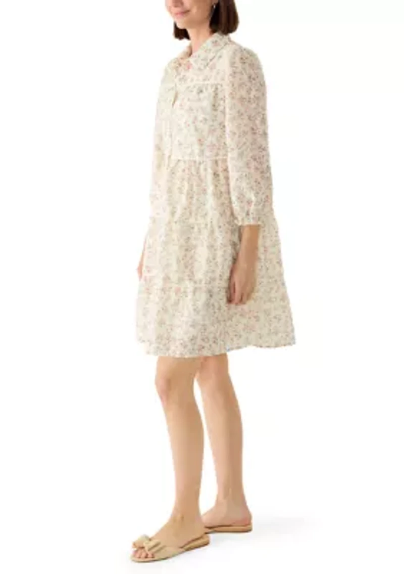 Women's Printed Eyelet Mini Dress