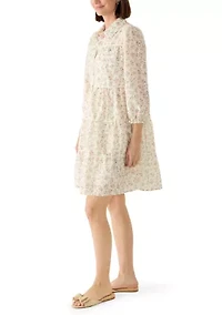 Women's Printed Eyelet Mini Dress
