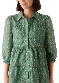 Women's Printed Eyelet Mini Dress