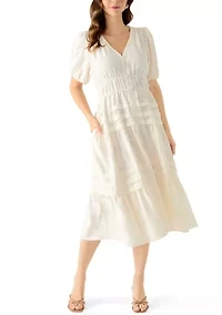 Women's Short Sleeve Textured Midi Dress