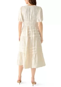 Women's Short Sleeve Textured Midi Dress