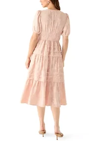 Women's Short Sleeve Textured Midi Dress