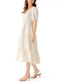Women's Short Sleeve Textured Midi Dress