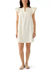 Women's Short Flutter Sleeve Embroidered Dress