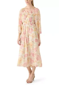 Women's 3/4 Puff Sleeve Maxi Dress