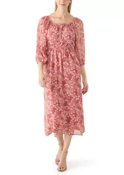 Women's 3/4 Puff Sleeve Maxi Dress