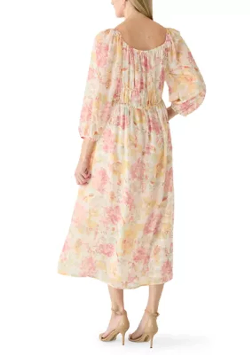 Women's 3/4 Puff Sleeve Maxi Dress