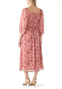 Women's 3/4 Puff Sleeve Maxi Dress